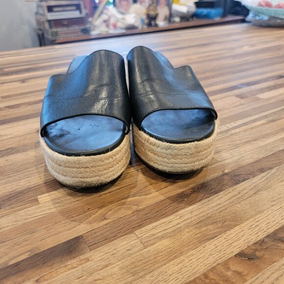 J.Crew Black Leather Platform Espadrille Sandal/Slide Style #AN868 - Picture 3 of 14